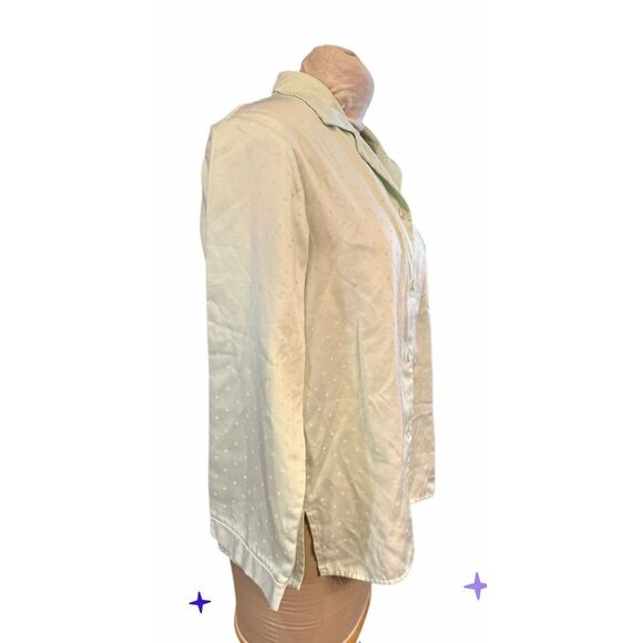 Miss Elaine Women’s Pajama Set Size M Light Green Faint Polka Dots 2-Pieces - Picture 9 of 10